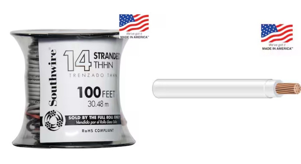 100 Feet 14 Awg Solid WHITE Thhn Copper Wire