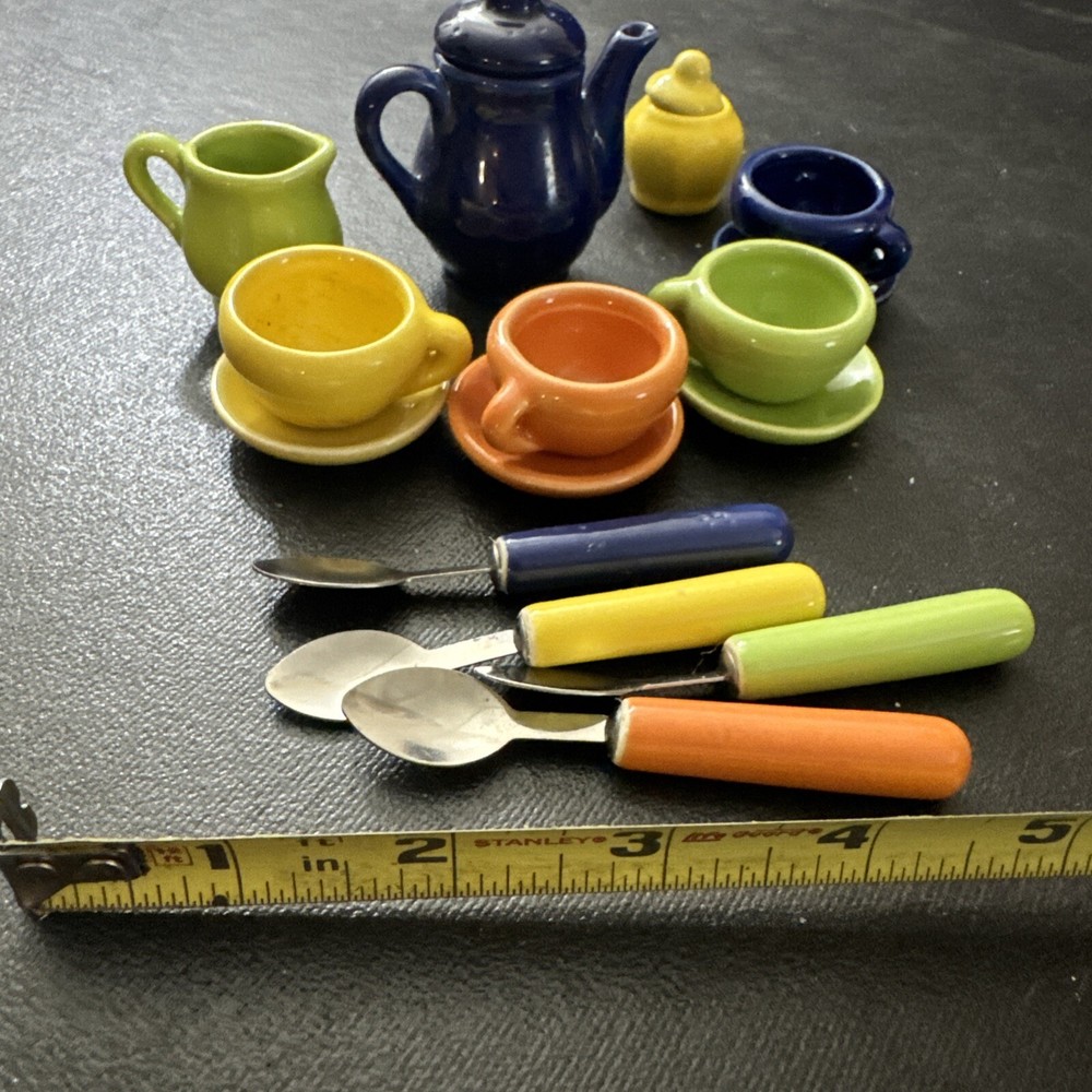 Mini Multi Color Tea At With Spoons