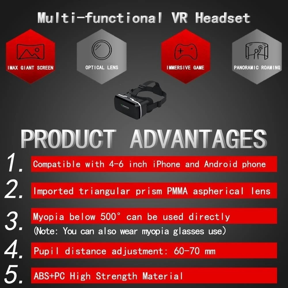 HD Virtual Reality Headset w/Controller/Gamepad,VR Headsets for iPhone/Androi...