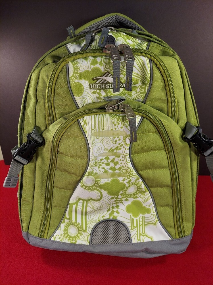 High Sierra Padded Backpack Green & White Paisley