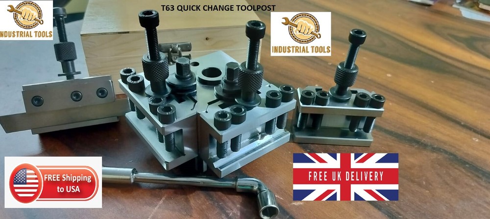 T1 T63 QUICKCHANGE TOOLPOST SET STANDARD PARTING VEE HOLDERS BANTAM CHIPMASTER