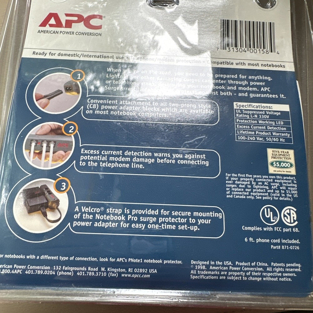 APC Surge Arrest Notebook Surge Protector New in Package!