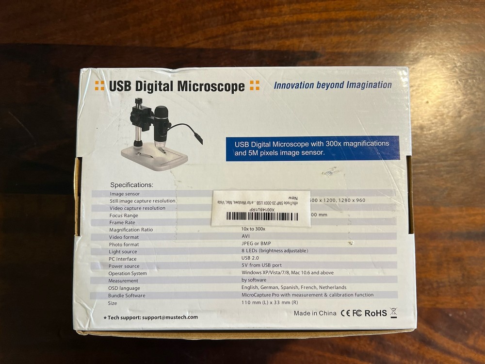 USB Digital Microscope, With 300x Magnifications And 5M Pixels Image Sensor
