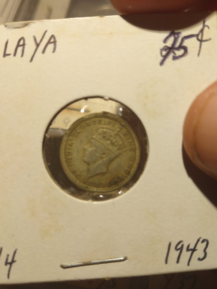 1943 Malaya MALAYSIA SILVER 5 CENTS