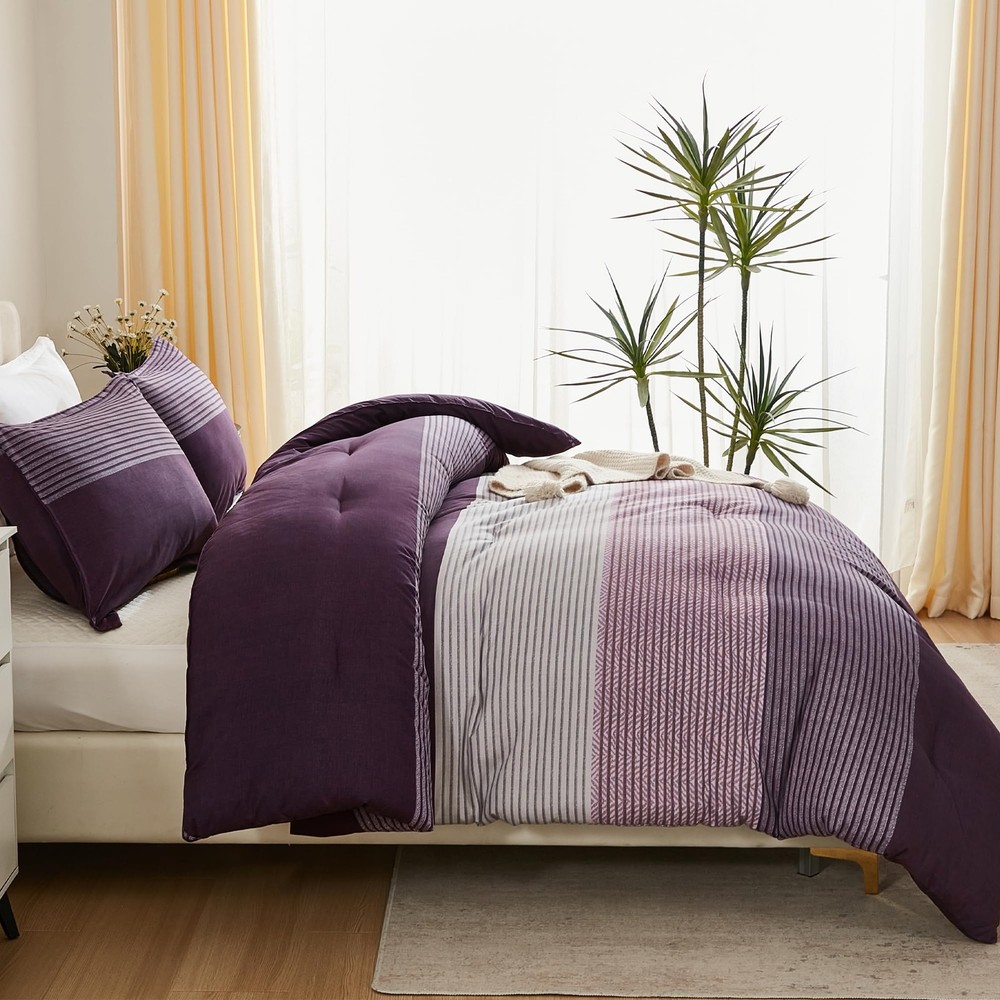 Litanika Purple Comforter Set Oversized King (120"x98"),
