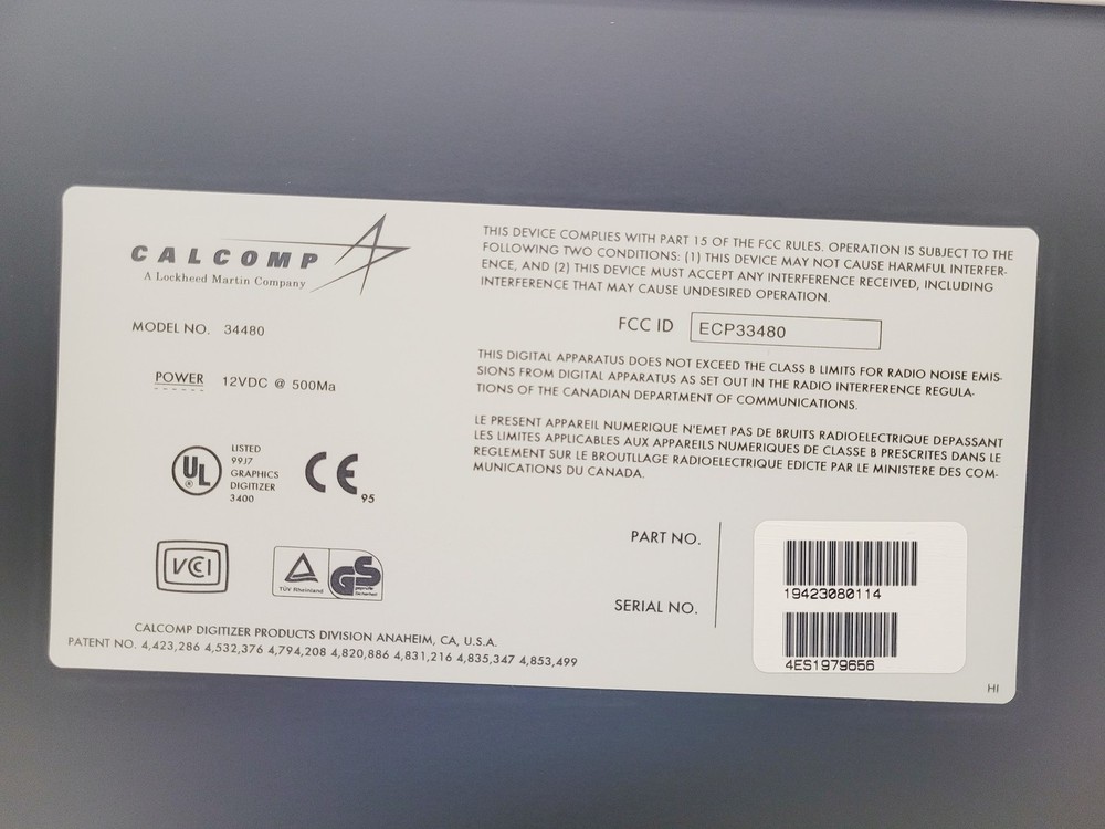 Calcomp Drawing Board III Digitiser Model 34480