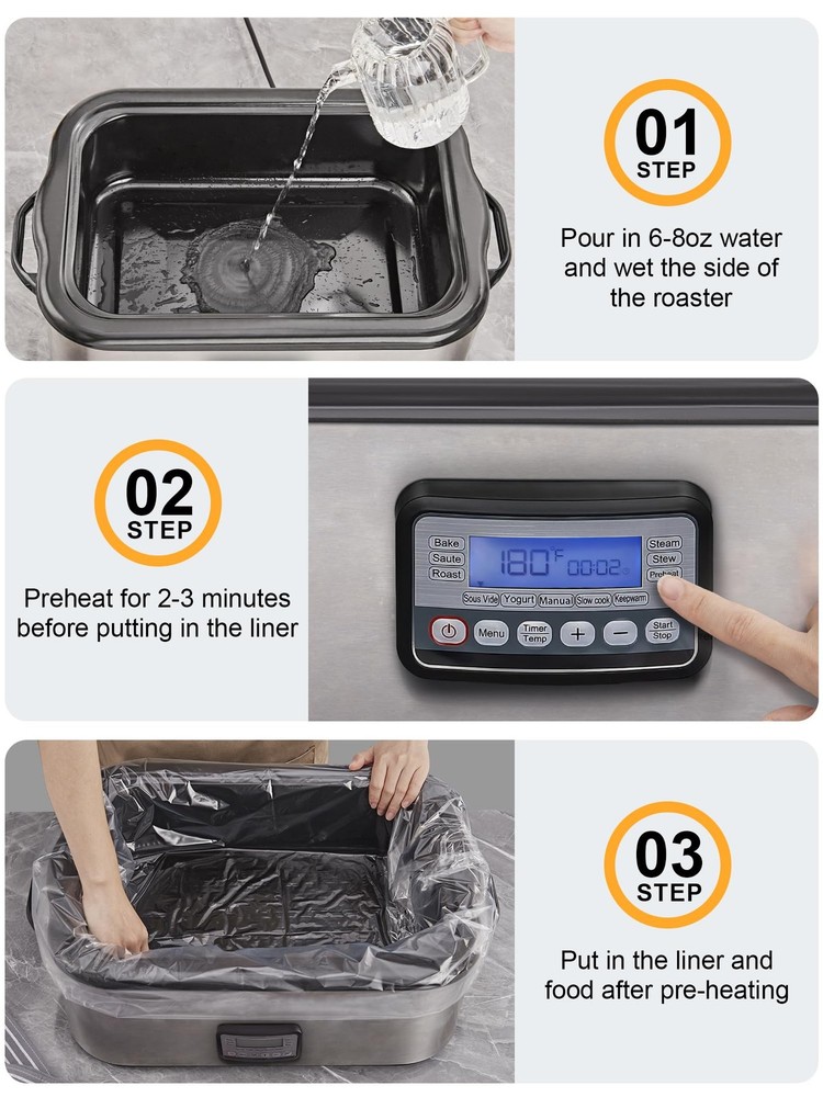 SMARTAKE Electric Roaster Liners, 10 Count Disposable 10-Pack, Clear
