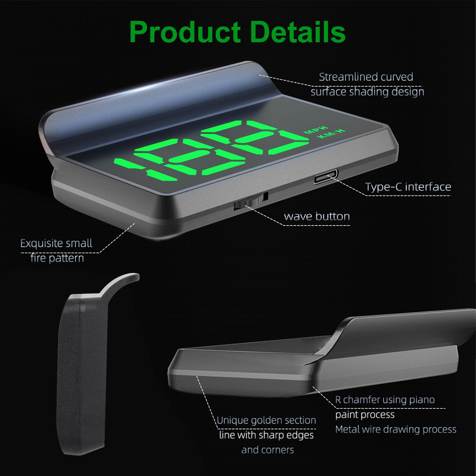 GPS Digital Speedometer HUD Cars Head Up Display MPH KMH Overspeed Alarm Meter