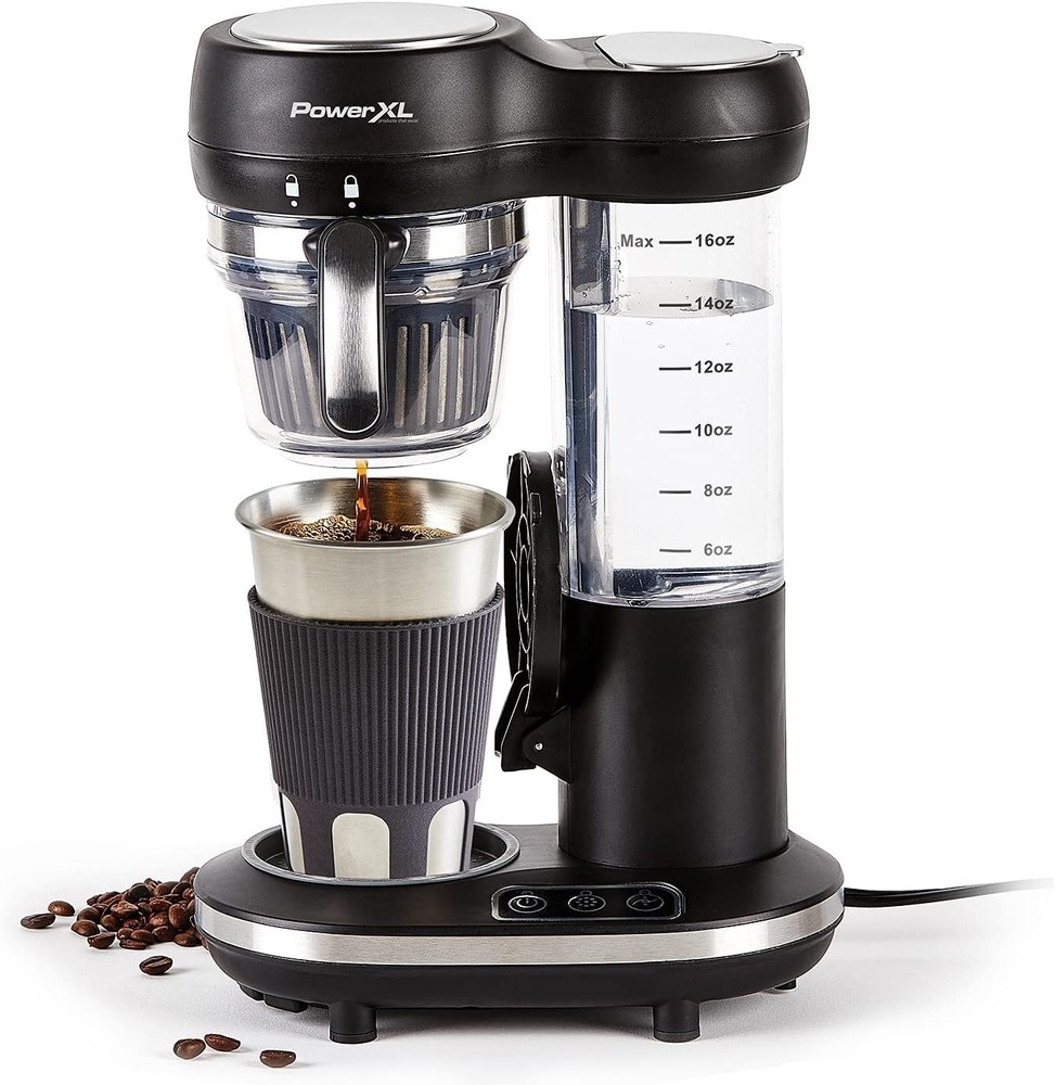 PowerXL Grind & Go, Automatic Single Serve Coffee Maker with Grinder Built-in