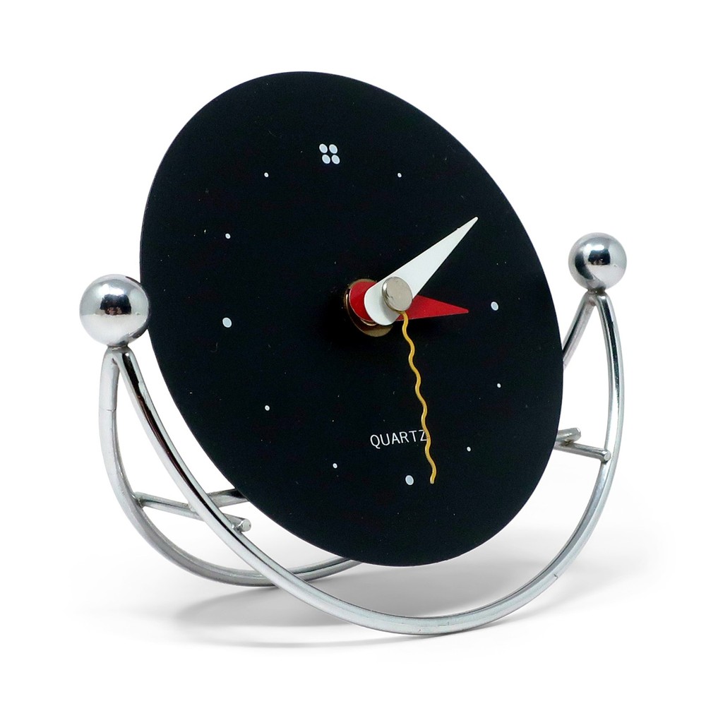 1980s Postmodern Chrome Rocking Desk Clock