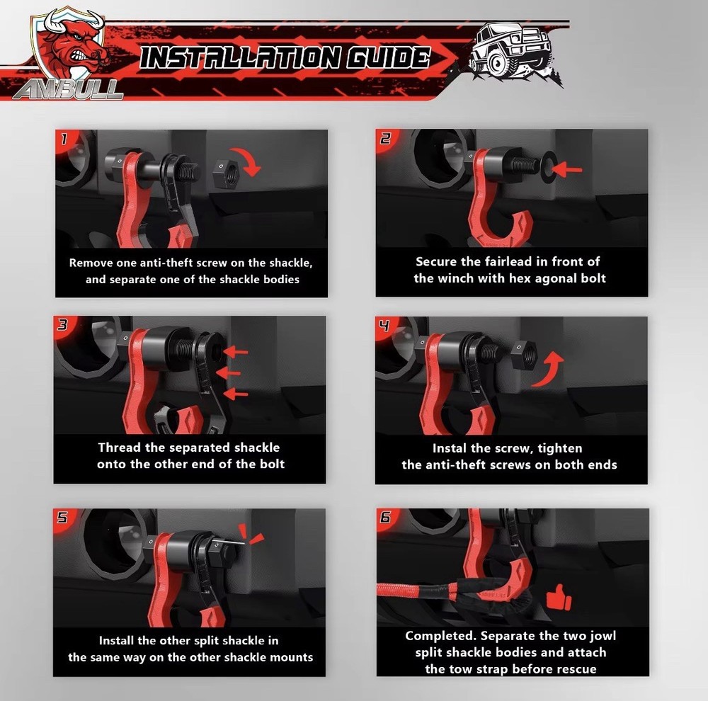 Split D-ring Shackles 25t Red