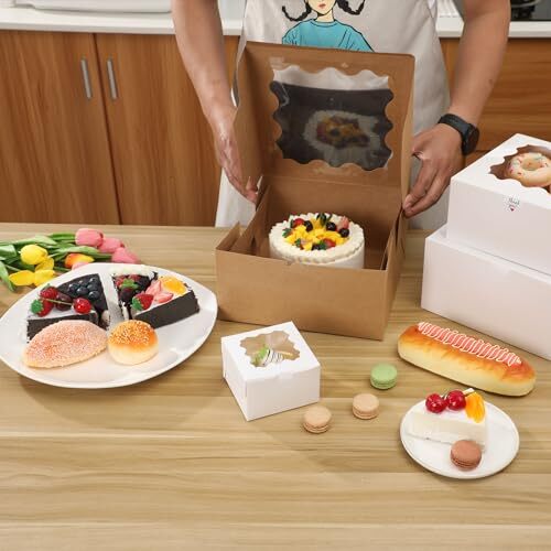 White Bakery Boxes with Window 36pcs 6x6x3 Inches Cookie Boxes Mini Cake Boxe...