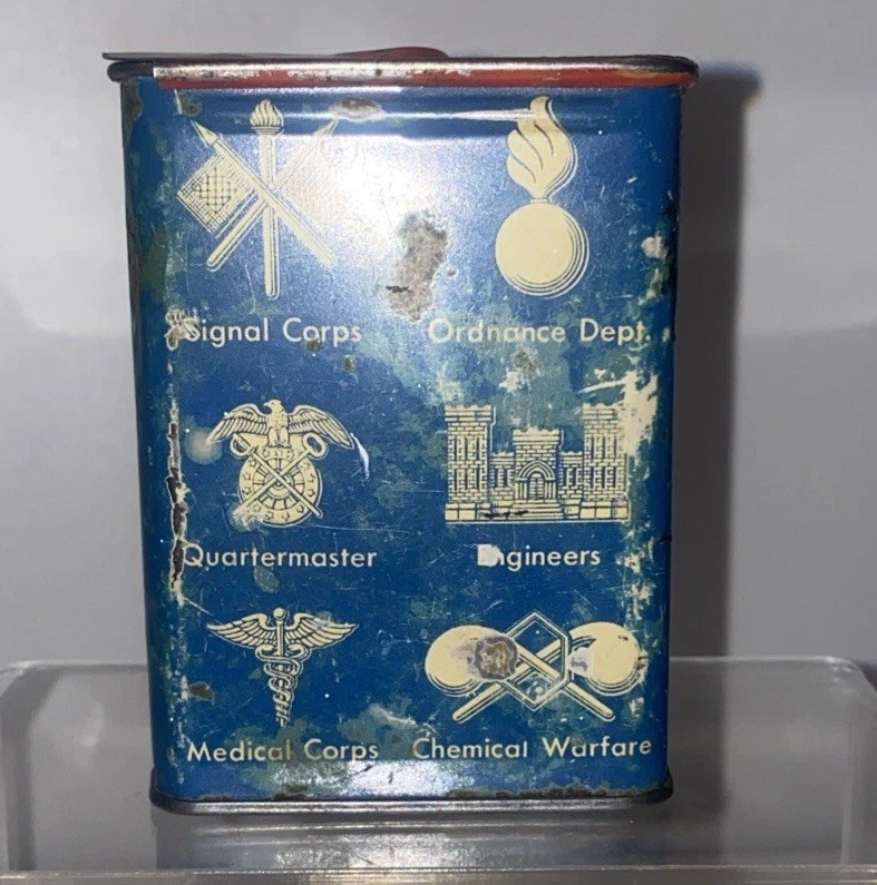 WW2 ERA US Armed Forces Metal Cigarette Ration Pack Case Corps Engineer Chemical