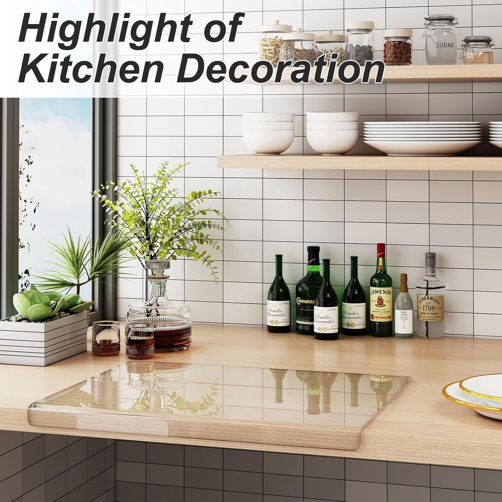 Large Transparent Kitchen Cutting Board 24x18 Acrylic w/ Protective Lip