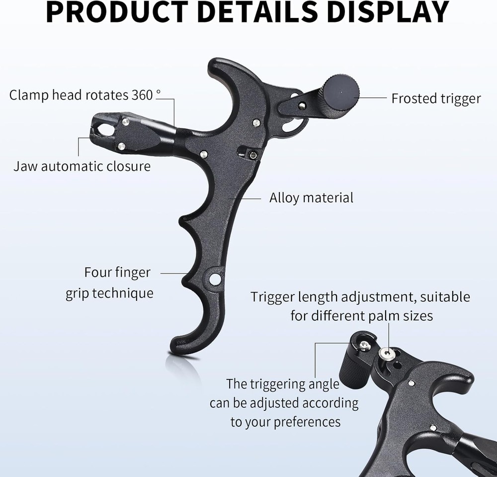 Archery Release Aid Adjustable Trigger 360° Rotating Aluminum Alloy Bow Release