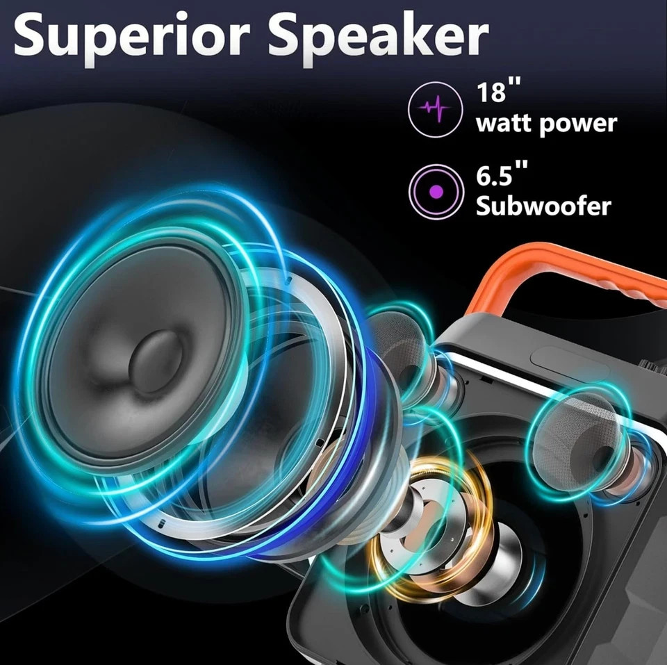 Karaoke Portable Machine Bluetooth Speaker 2 Wireless Microphone BRAND NEW FUN!!