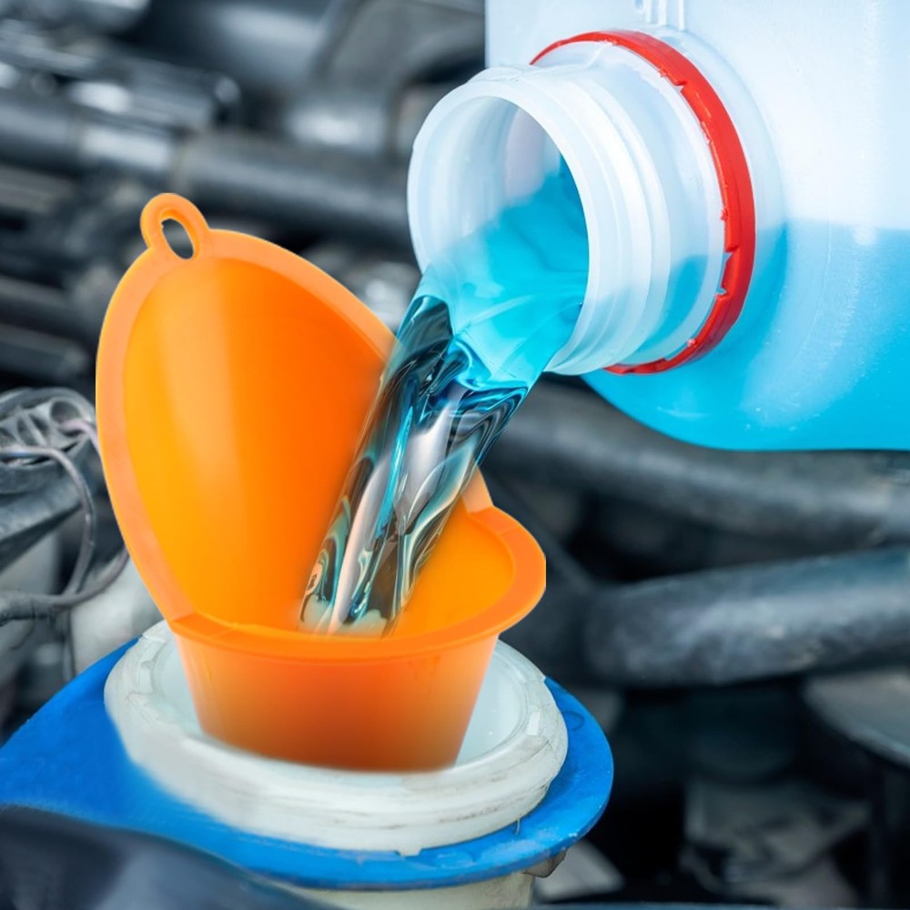 4 Pcs Plastic Long Neck Oil Funnel for Change, Multi-Function 4pcs - Orange