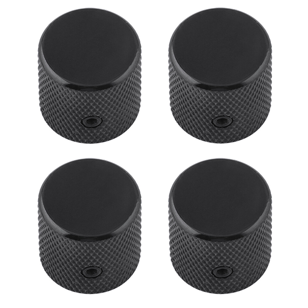 Guitar Control Knobs Flat Top Volume Tone Knobs 6mm Shaft Screw Type Metal Black