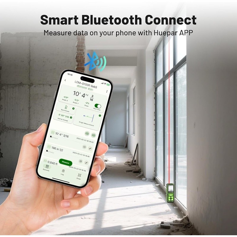 Bluetooth Laser Distance Measure 330ft Accurate Angle Sensor Tool W/ LCD Screen