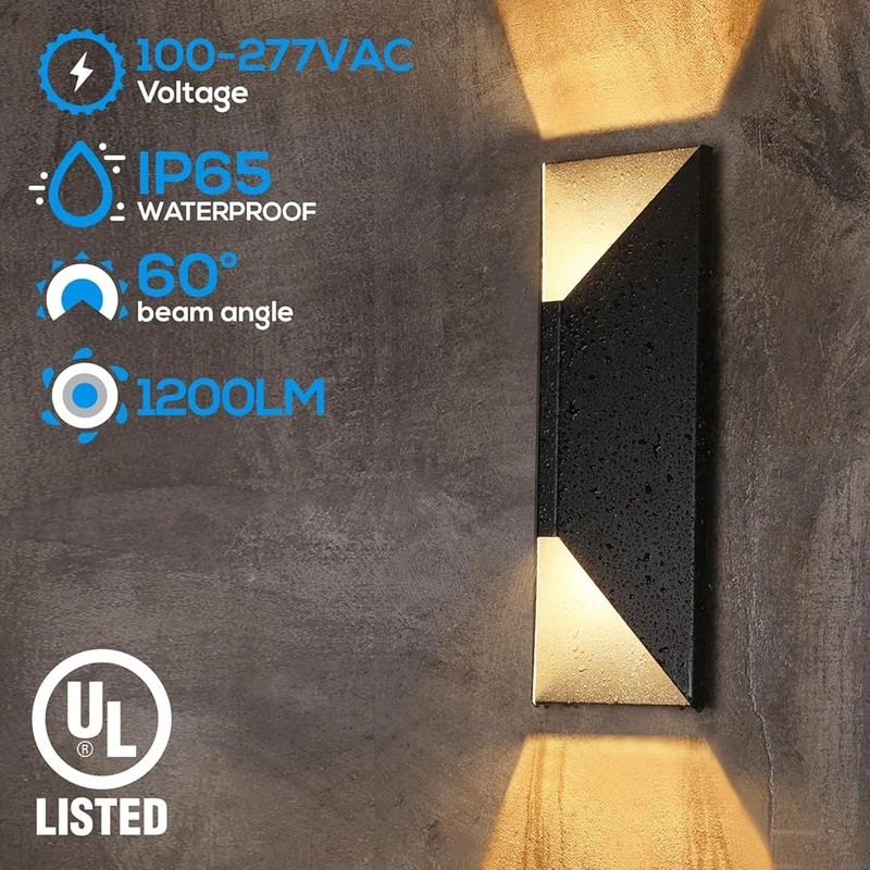Dimmable LED Up Down Wall Light IP65 Waterproof Modern Square Diamond Design New