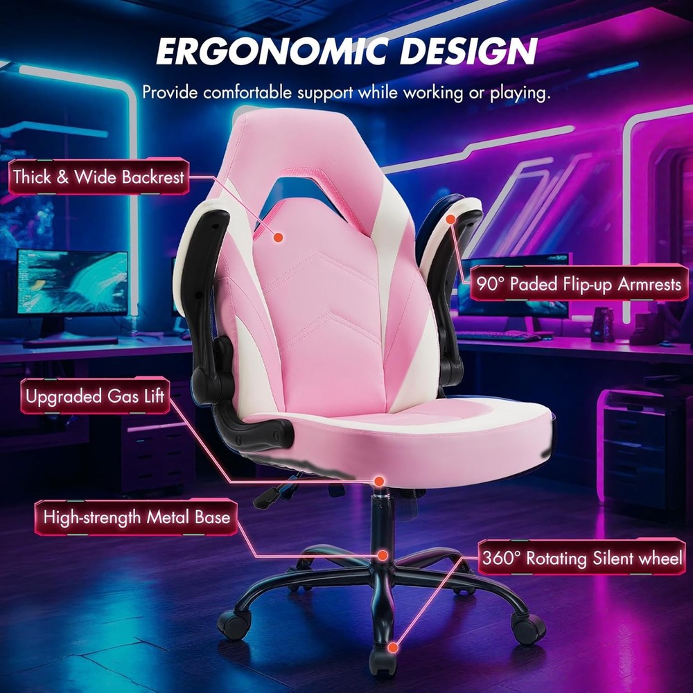 Computer Gaming Desk Chair - Ergonomic Office Executive Adjustable Swivel Task