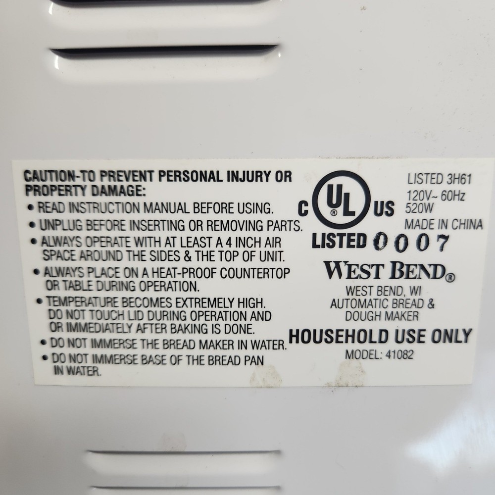 West Bend Bread Maker Pan w Paddle Handle Model 41082 Replacement Part