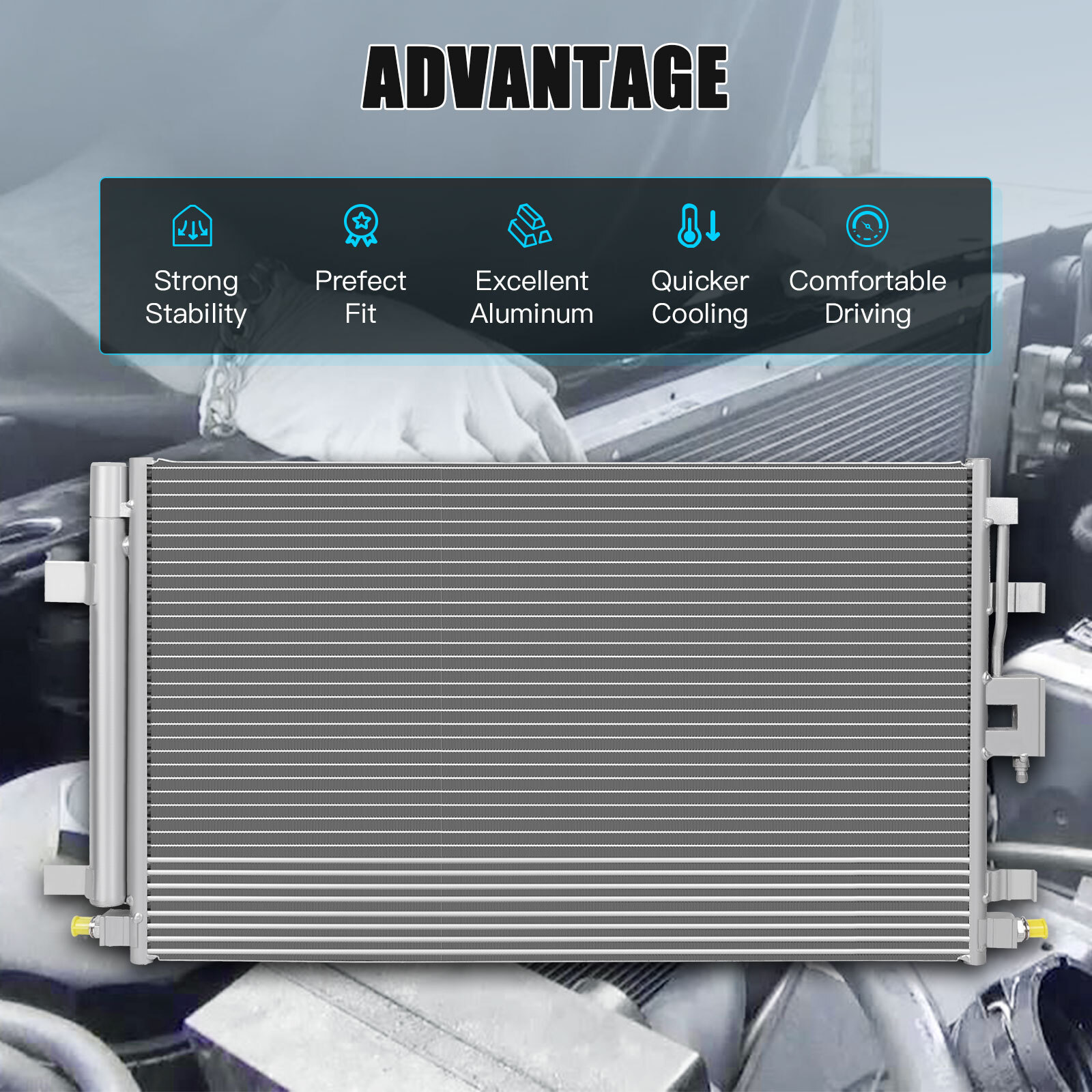 AC Condenser Unit for 2018-2019 Chevrolet Equinox GMC Terrain Aluminum Core