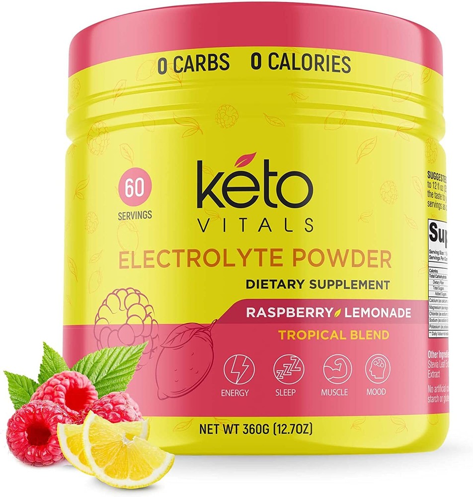 Keto Vitals Electrolyte Powder Raspberry Lemonade Energy Drink