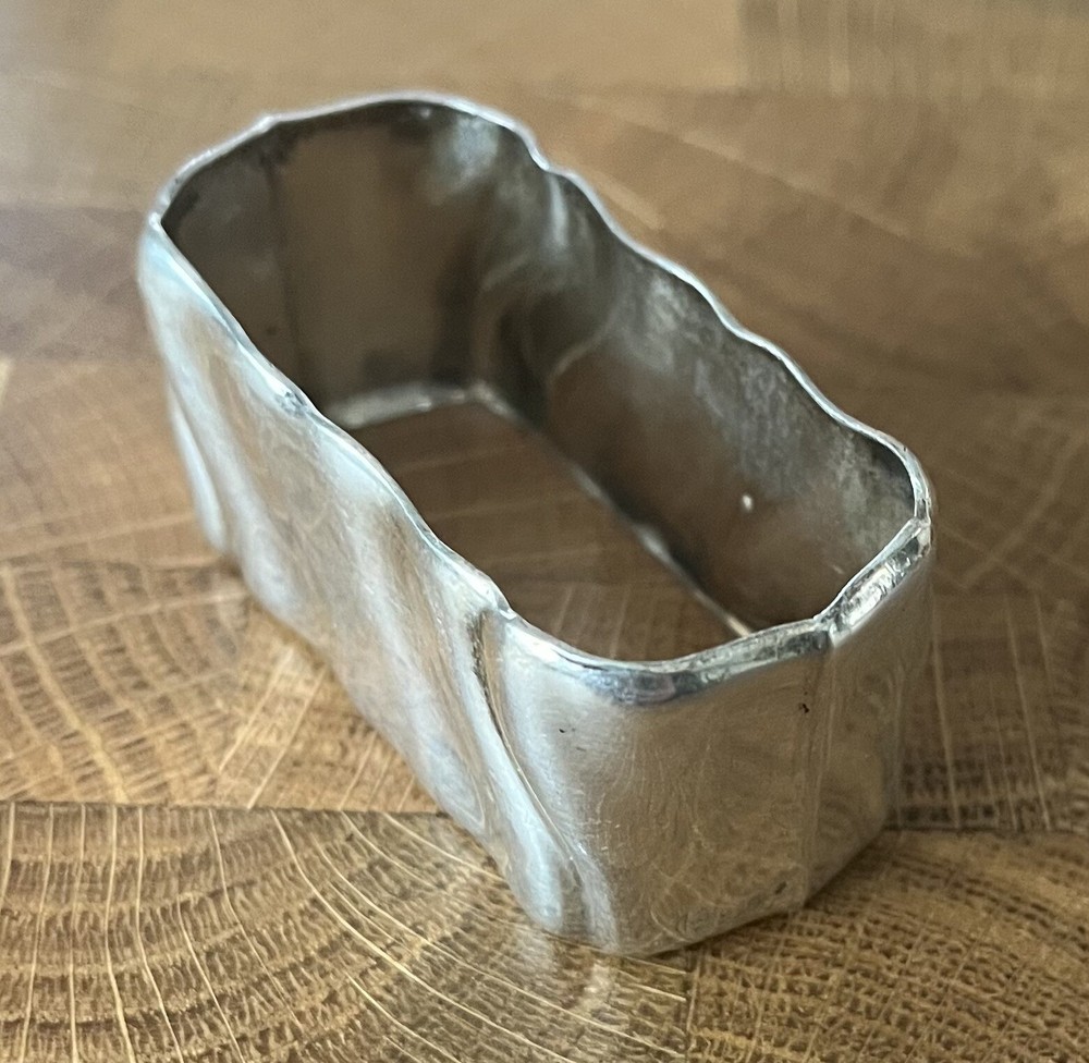 Antique Silver Napkin Ring, Rectangular Shape - .8 ounce