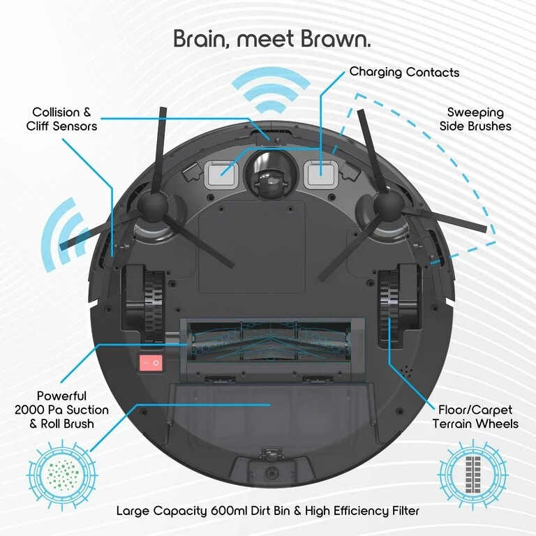 Ionvac SmartClean 2000 Robovac - WiFi Robotic Vacuum with App/Remote Control