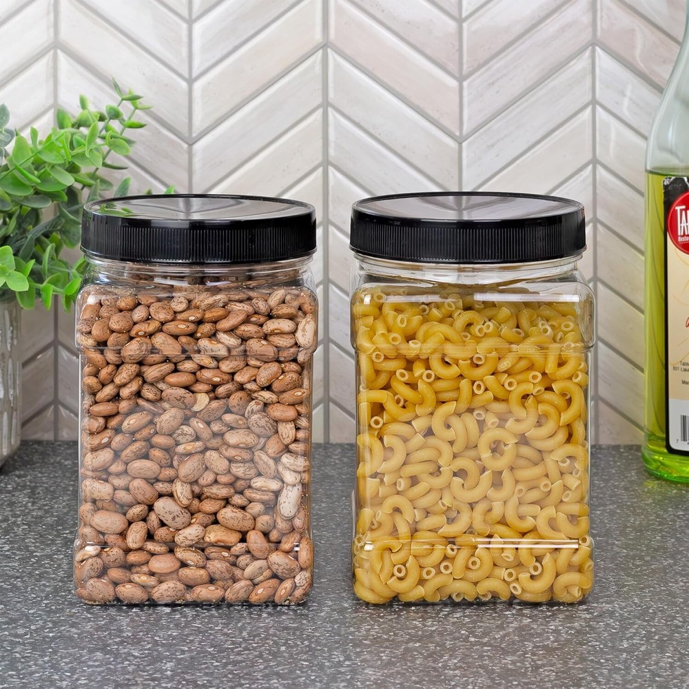 32oz Clear Square Plastic Jars 4pk, 4 Cup Capacity Canisters