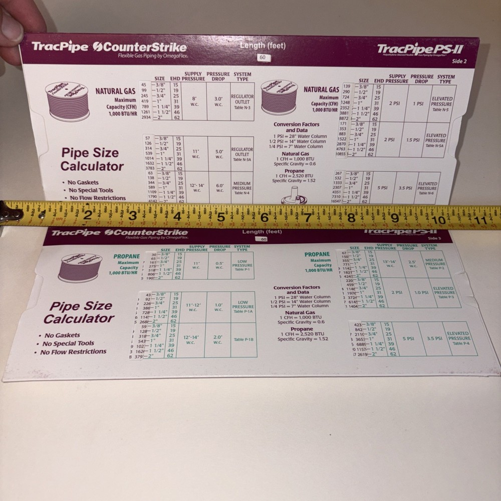 Tracpipe Counterstrike Pipe Sizing Calculator HVAC Heating PREOWNED