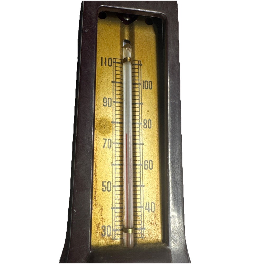 Vintage Airguide 8" Brown Bakelite Wallmount Barometer Thermometer
