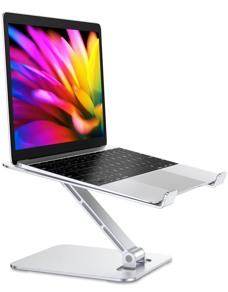 RIWUCT Foldable Laptop Stand, Height Adjustable Ergonomic Computer Silver