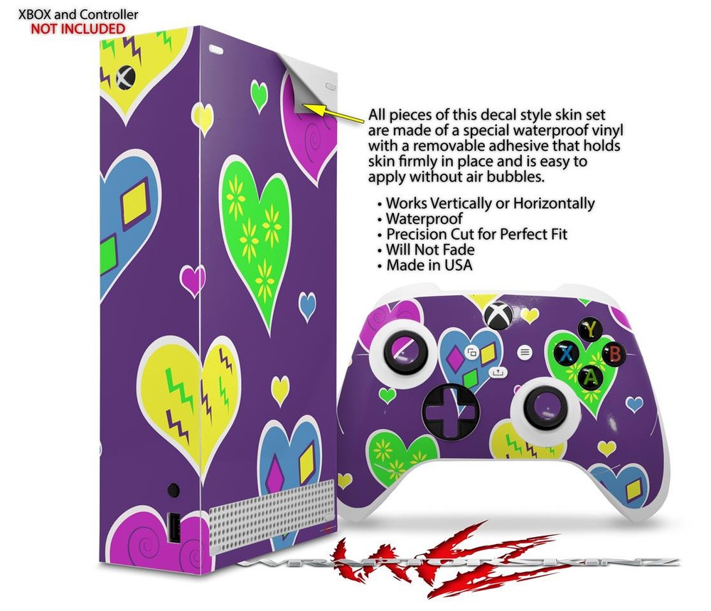 Skin Wrap for XBOX Series S Console Controller Crazy Hearts