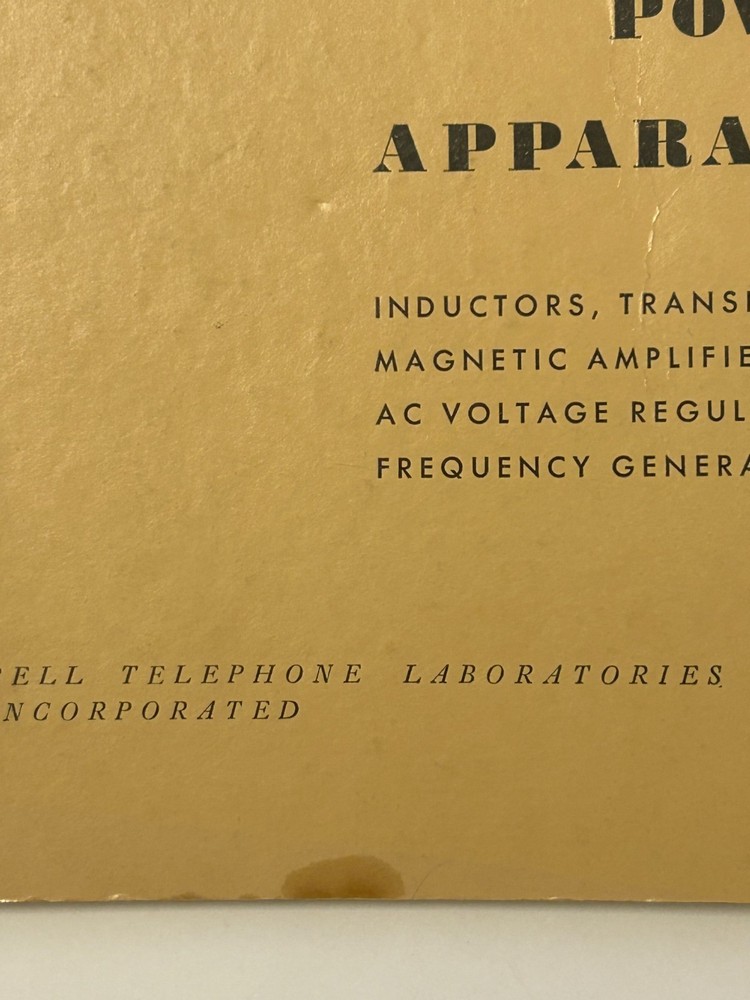 Bell Telephone Laboratories Power Apparatus Engineering Reference Data 1958 Book