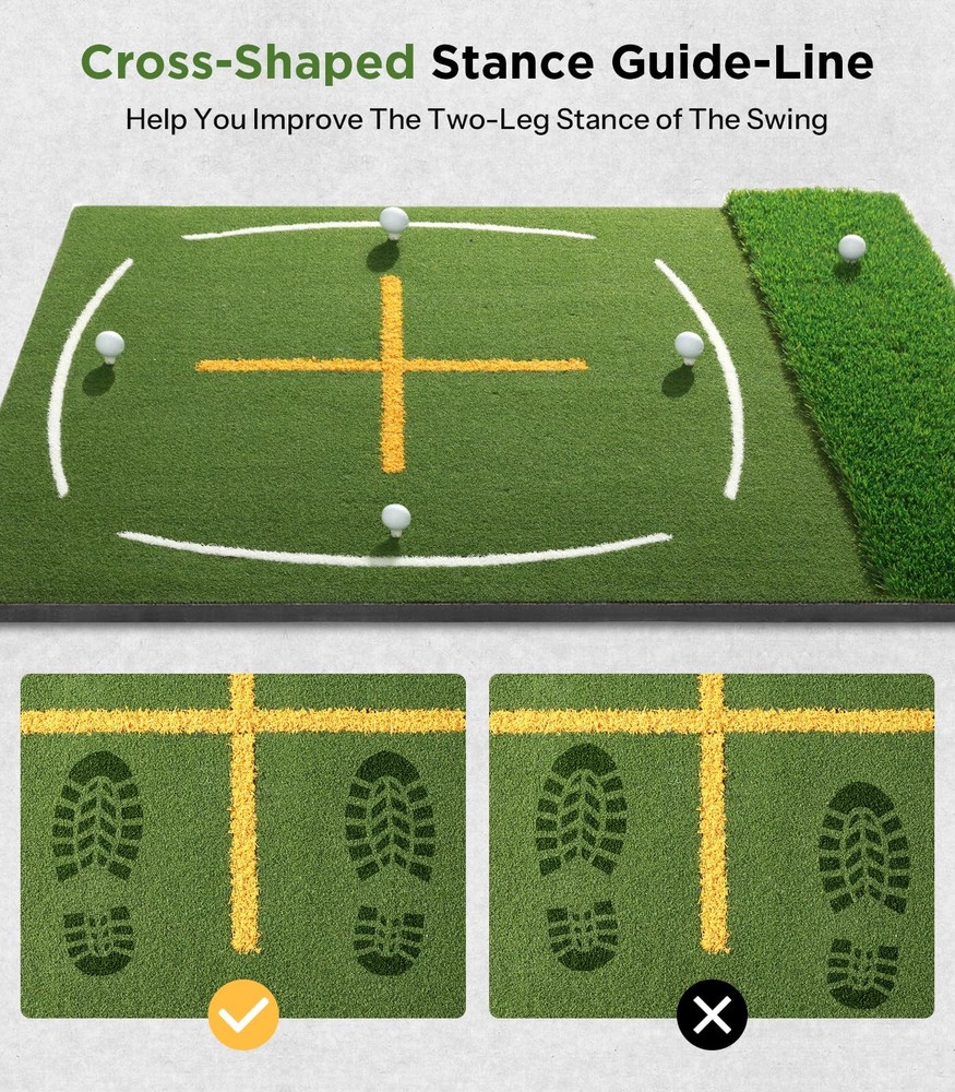 Golf Mat with Dual Turf | Hitting Standing 5x4ft, Green