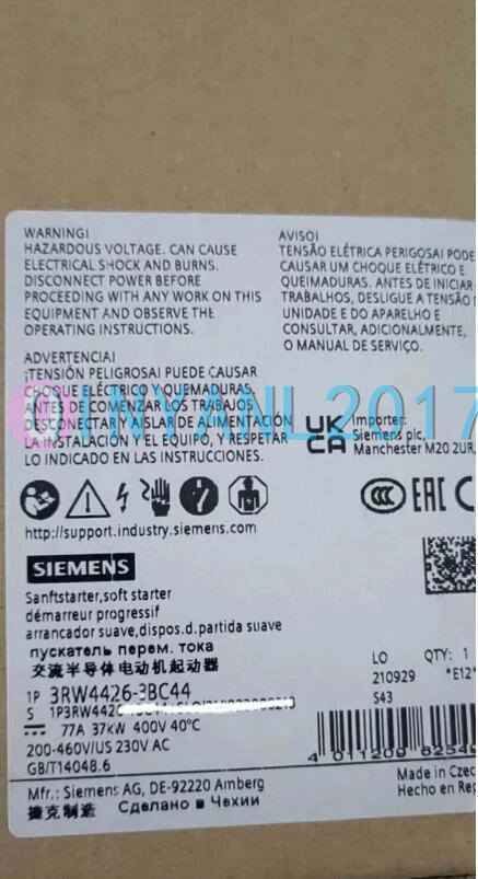 1PC SIEMENS Soft starter 3RW4426-3BC44 new