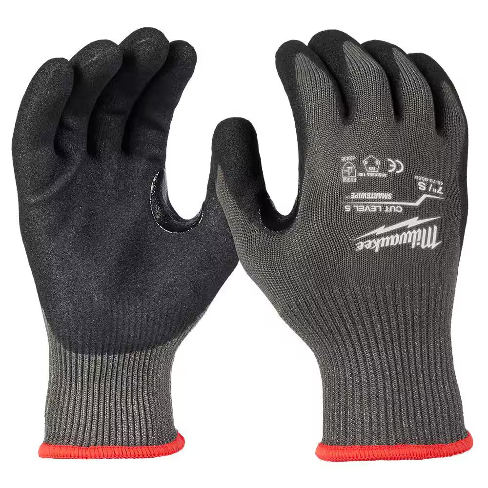 Small Gray Level 5 Cut Resistant Nitrile Dipped Gloves