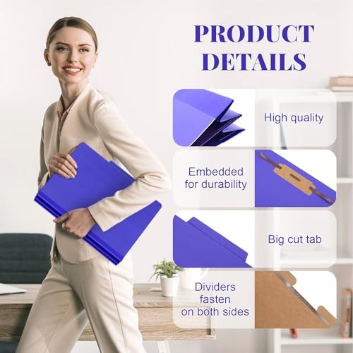 Pcs Classification Folders Letter Size, 1 Divider Pressboard File 24 Purple