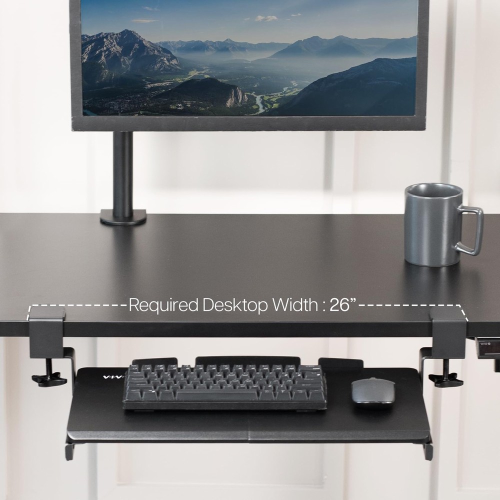 VIVO Small Keyboard Tray Under Desk Pull Out with Extra Sturdy C Clamp Mount Sys