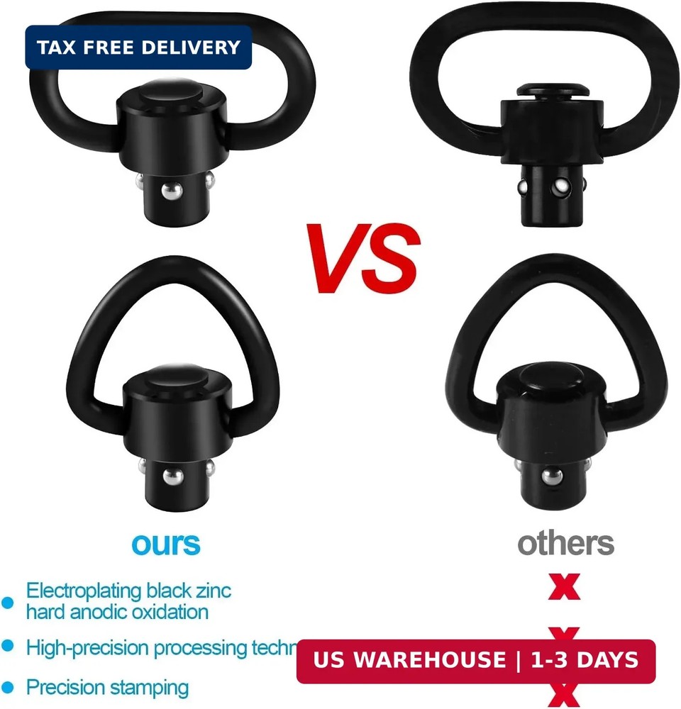 4 Pack QD Sling Swivels, Quick-Disconnect Push Button for Two Point and Traditio