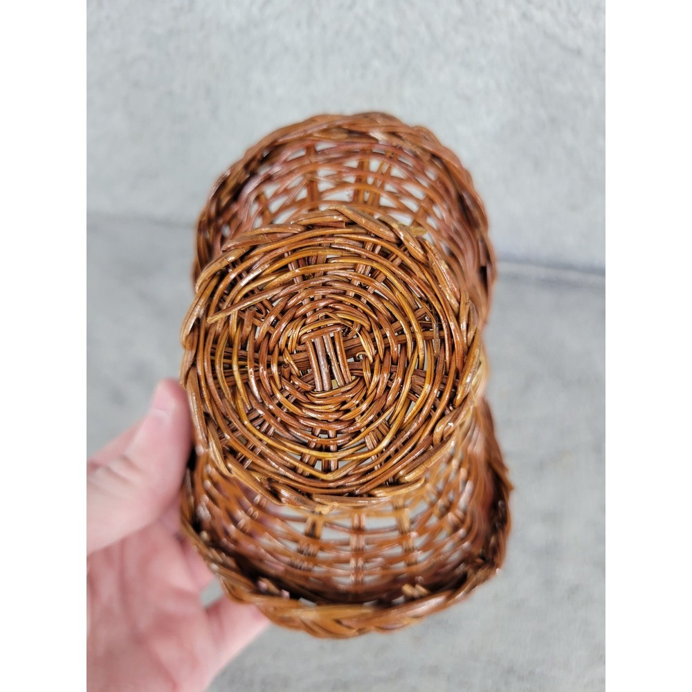 Mini Wicker Basket Decorative Handle Small Rattan Weave Accent