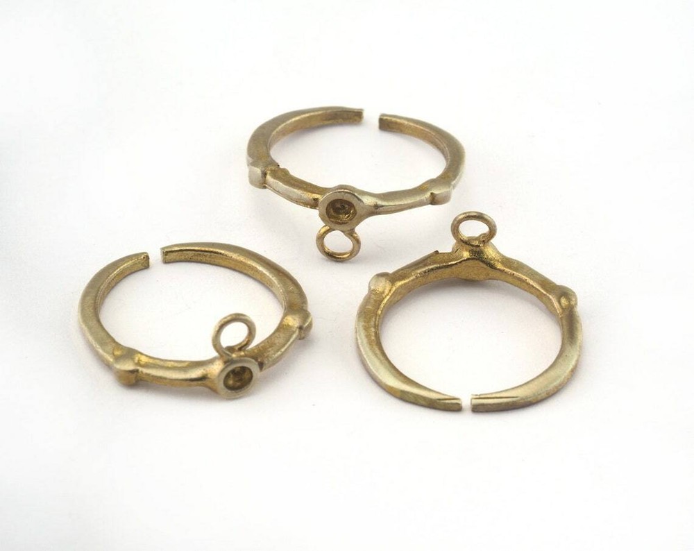 Adjustable Ring Loop Bezel Raw brass 16mm 5.5US inner size - Adjustable 2665
