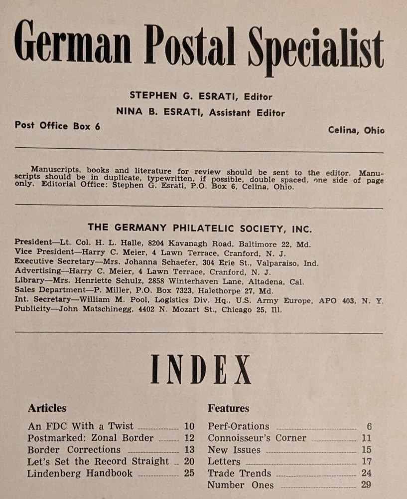 German Postal Specialist Jan 1963 Lindenberg Handbook Zonal Border FDC W/Twist