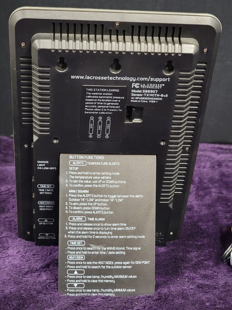 Lacrosse Technology Weather Forcast Station & Power Supply