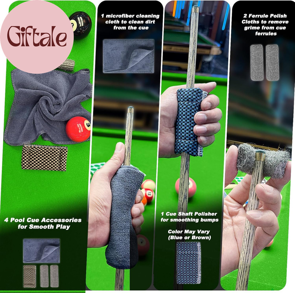 Billiard Pool Table Accessories Kit: 10 Piece Set with 2 Pool Table Brushes,2 Fe