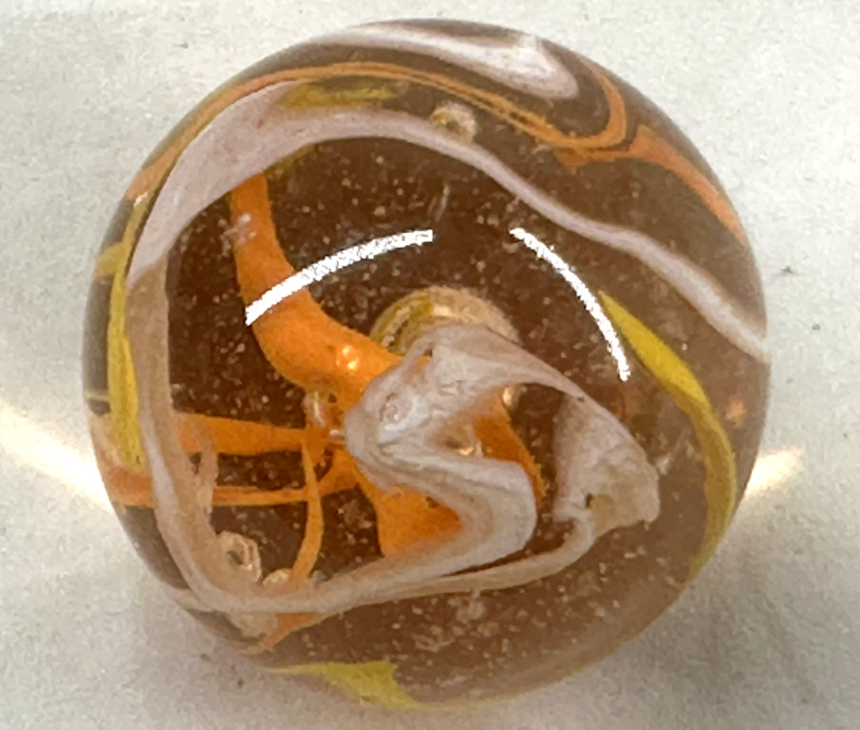 TOE BREAKER 50mm (2") FIREFLY Orange/Yellow Marbles glass ball HUGE