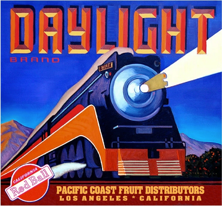 Los Angeles Daylight Locomotive Train Orange Citrus Fruit Crate Label Art Print