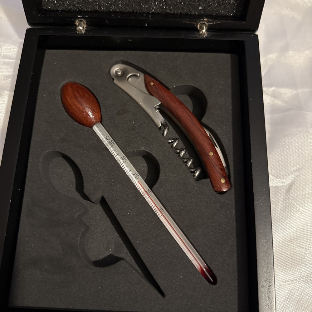 2 piece wine bar with corkscrew thermometer  missing 1 Pc
